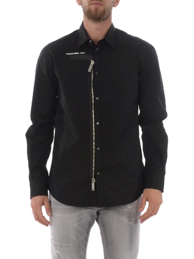 Shop Dsquared2 Decorative Zipper Detailed Shirt In Black