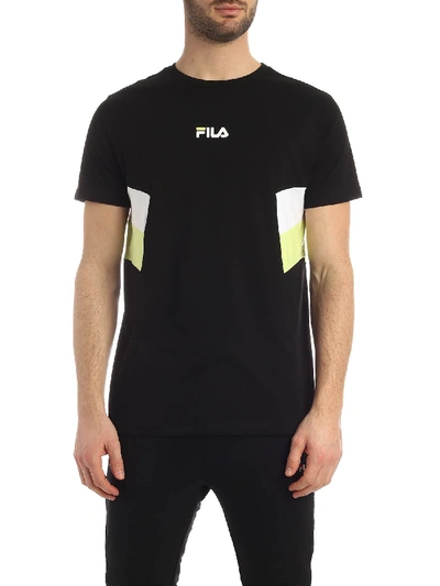 Shop Fila Contrasting Logo Print T-shirt In Black