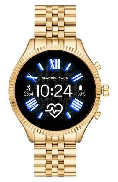 Shop Michael Kors Gen 5 Lexington Bracelet Smart Watch, 44mm In Gold/ Color Display/ Gold