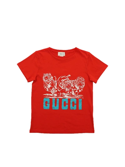 Shop Gucci Tiger Print T-shirt In Red