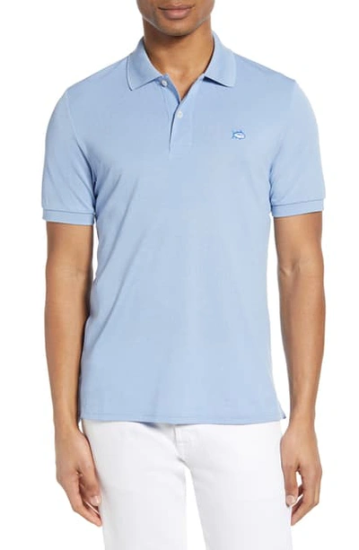 Shop Southern Tide Skipjack Performance Pique Polo In Heather Hurricane Blue