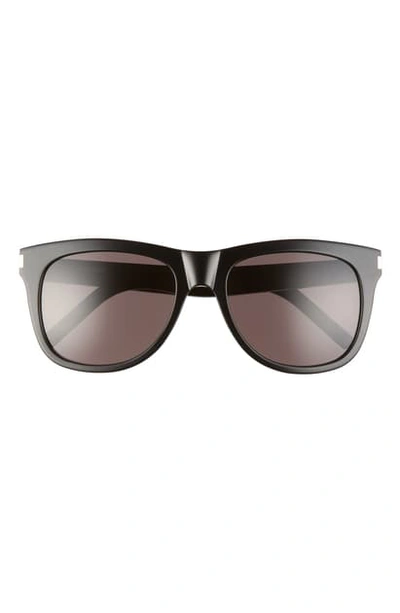 Shop Saint Laurent 57mm Square Sunglasses In Black/ Black
