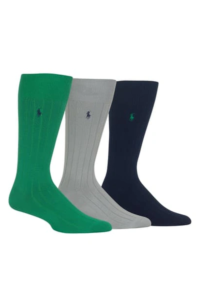 Shop Polo Ralph Lauren Ralph Lauren 3-pack Supersoft Ribbed Socks In Green