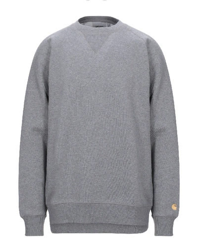 Shop Carhartt Man Sweatshirt Grey Size Xxl Cotton, Polyester