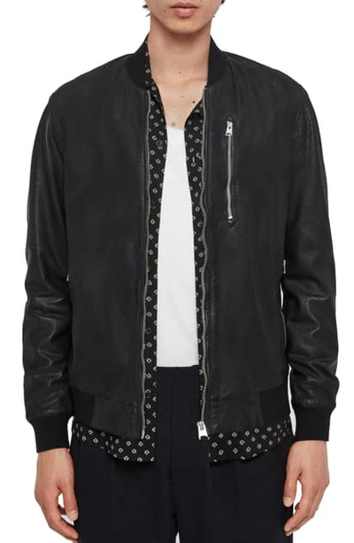 Shop Allsaints Kino Leather Bomber Jacket In Black