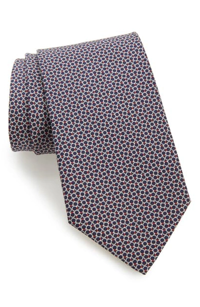 Shop Ferragamo Lampo Gancini Pattern Silk Tie In Navy