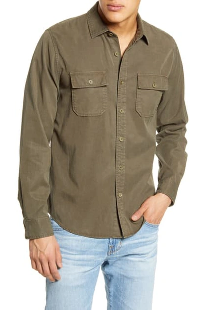 Shop Frame Classic Fit Double Pocket Button-up Shirt In Deep Army