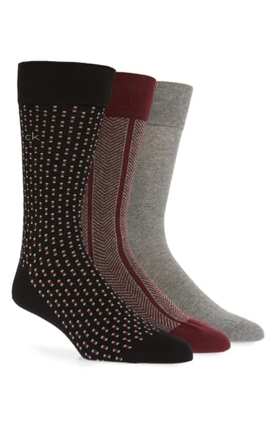 Shop Calvin Klein 3-pack Cotton Blend Socks In Black/ Grey Heather/ Red
