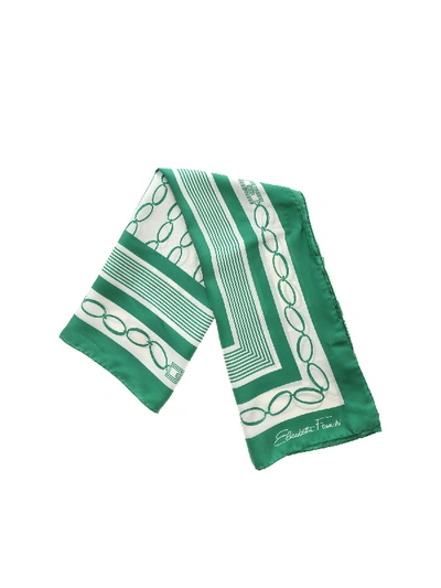 Shop Elisabetta Franchi Chains Pattern Foulard In Green And White