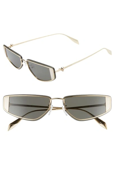 Shop Alexander Mcqueen 66mm Oversize Rectangular Sport Sunglasses In Gold