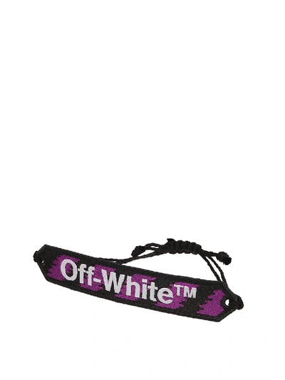 Shop Off-white Logo Adjustable Bracelet In Violet In Purple