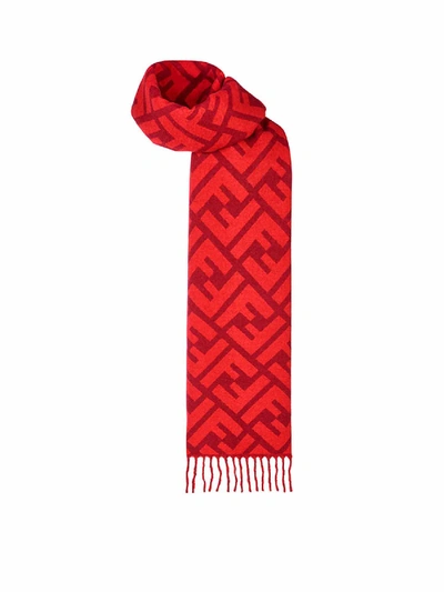 Shop Fendi Scarf With Ff Jacquard In Red