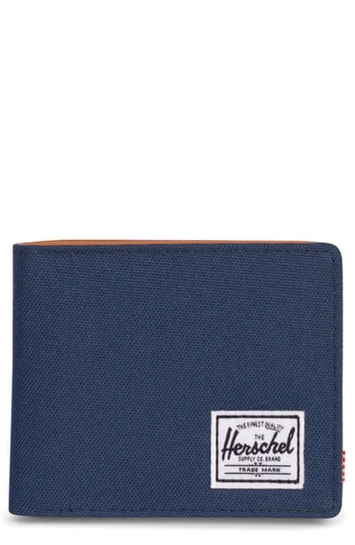 Shop Herschel Supply Co Hank Rfid Bifold Wallet In Navy/ Tan