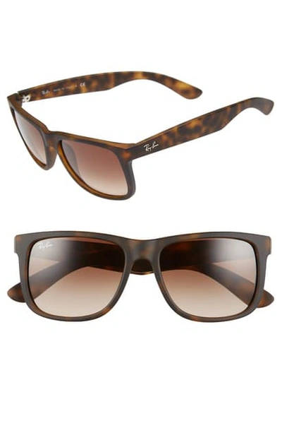 Shop Ray Ban Justin Classic 54mm Sunglasses In Tortoise Rubber/brown Gradient