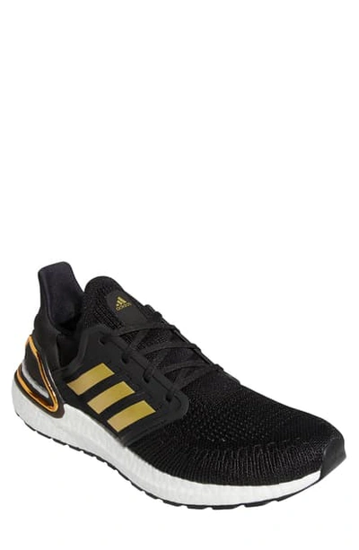 Shop Adidas Originals Ultraboost 20 Running Shoe In Black/ Gold Met/ Solar Red
