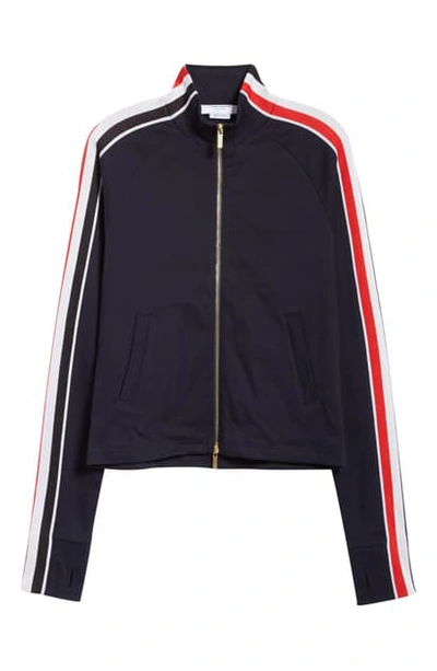Shop Thom Browne Stripe Detail Track Jacket In Navy