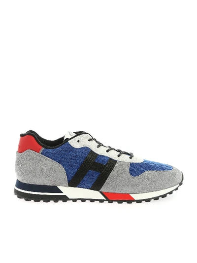 Shop Hogan H383 Sneakers In Gray And Blue In Grey