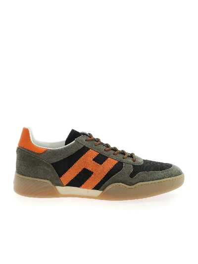 Shop Hogan H357 Sneakers In Green Orange And Black