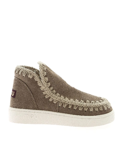 Shop Mou Summer Eskimo Sneakers In Dove Grey Suede In Brown