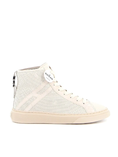 Shop Hogan H366 Drilled Sneakers In White