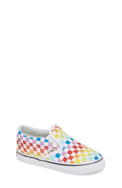 Shop Vans Classic Checker Slip-on In Rainbow/ White
