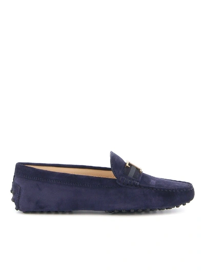 Shop Tod's Gommino Suede Loafers In Blu In Blue