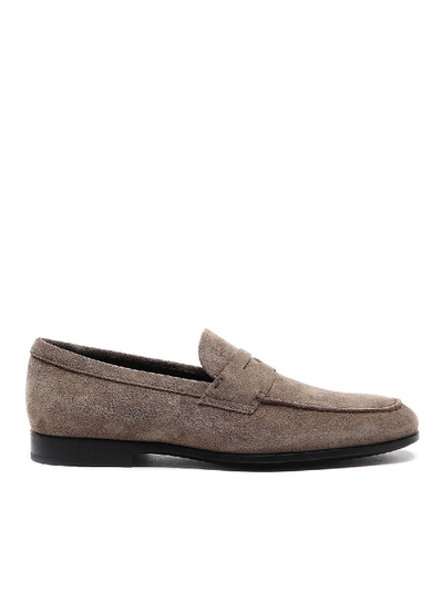 Shop Tod's Suede Loafers In Beige In Grey