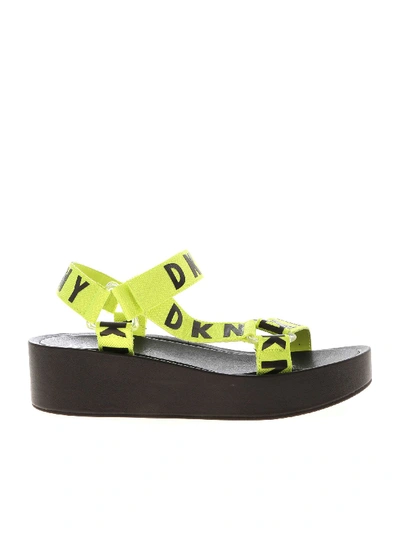 Shop Dkny Ayli Multi Strap Sandals In Black And Neon Yellow
