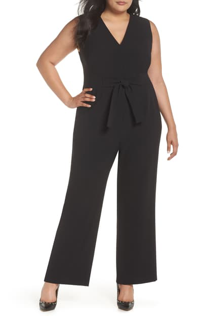 vince camuto tie waist crepe jumpsuit