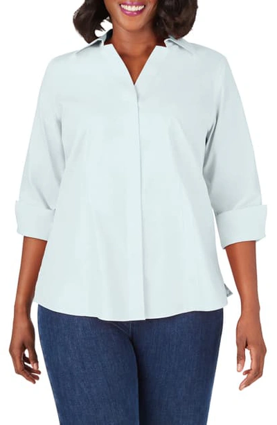 Shop Foxcroft 'taylor' Three-quarter Sleeve Non-iron Cotton Shirt In Bahama