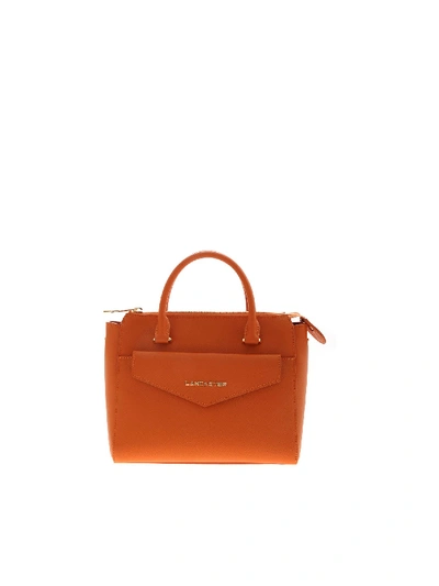 Shop Lancaster Golden Logo Handbag In Orange