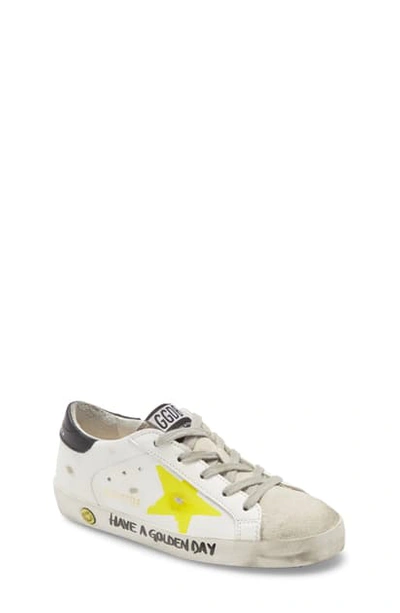 Shop Golden Goose Superstar Glitter Sneaker In White Leather/ Yellow Star