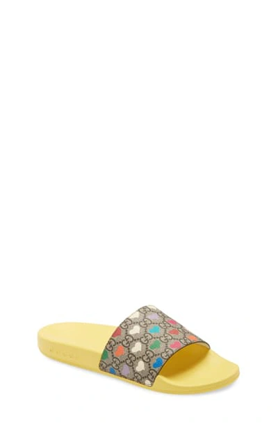 Shop Gucci Gg Hearts Slide Sandal In Yellow