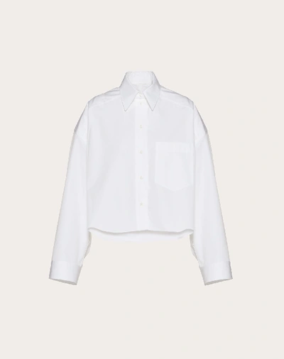 Shop Valentino Cropped Compact Poplin Shirt In White