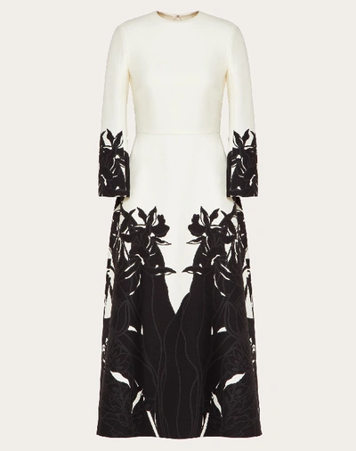 Shop Valentino Printed Crepe Couture Dress In Ivory/black