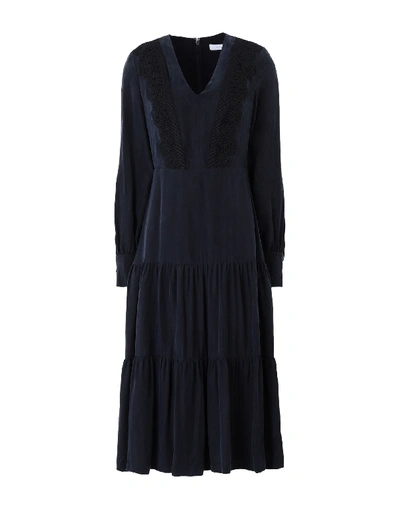 Shop Ivy & Oak Ivy Oak Woman Midi Dress Midnight Blue Size 8 Cupro, Viscose