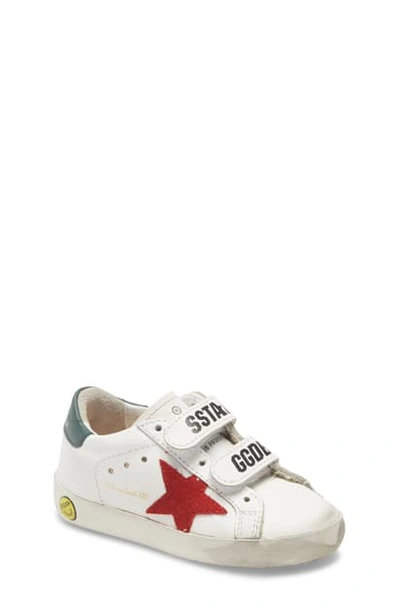 Shop Golden Goose Old School Glitter Sneaker In White/ Green/ Red Star