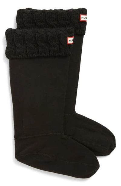 Shop Hunter Original Tall Cable Knit Cuff Welly Boot Socks In Black