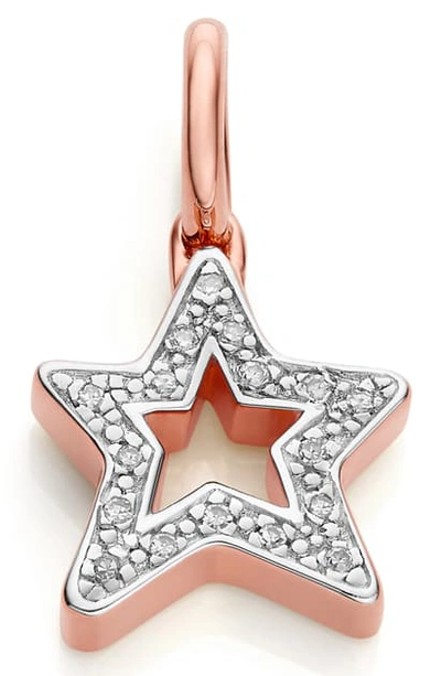 Shop Monica Vinader Alphabet Star Diamond Pendant Charm In Rose Gold