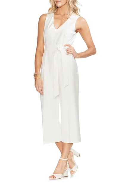 Shop Vince Camuto Belted Crop Jumpsuit In New Ivory