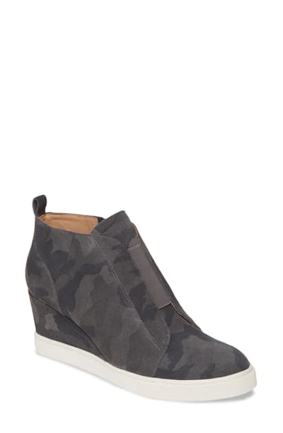Shop Linea Paolo 'felicia' Wedge Sneaker In Black/ Dark Grey Suede