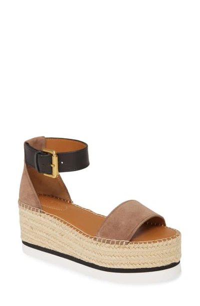 Shop See By Chloé Glyn Platform Espadrille Sandal In Taupe