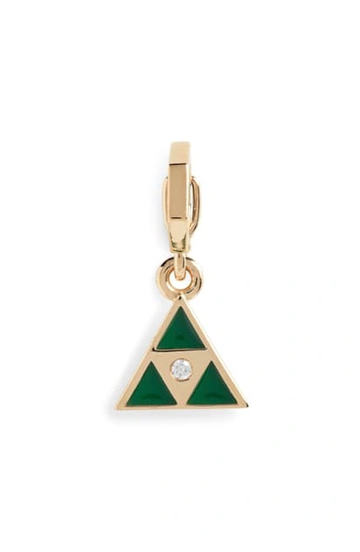 Shop Harwell Godfrey Open Bale Triangle Enhancer Pendant With Diamond In Yellow Gold/ Green