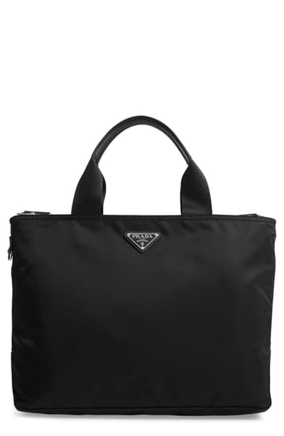 Shop Prada Vela Double Handle Tote In Nero