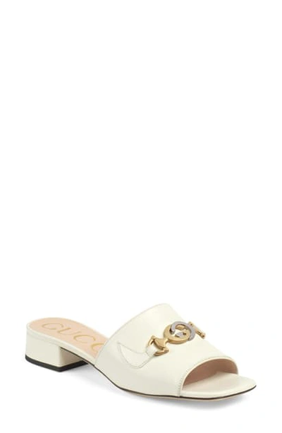 Shop Gucci Zumi Slide Sandal In Dusty White