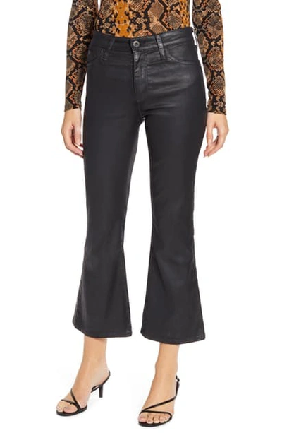 Shop Ag The Quinne Coated High Waist Crop Flare Jeans In Leatherette Sba