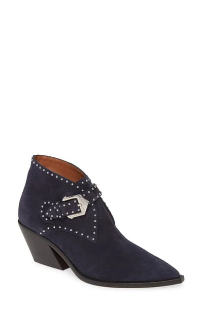 Shop Givenchy Elegant Studs Pointy Toe Boot In Navy