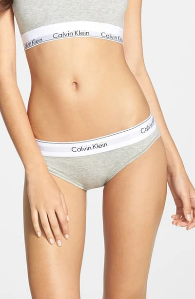 Shop Calvin Klein Modern Cotton Bikini In Grey Heather