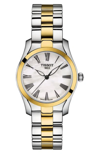 Shop Tissot T-wave Bracelet Watch, 30mm In Silver/ Mother Of Pearl