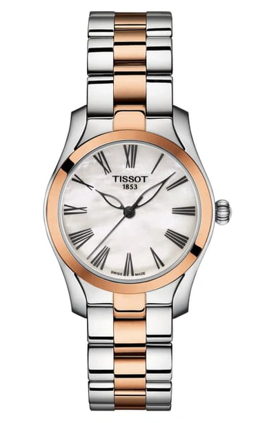 Shop Tissot T-wave Bracelet Watch, 30mm In Rose Gold/ Mother Of Pearl